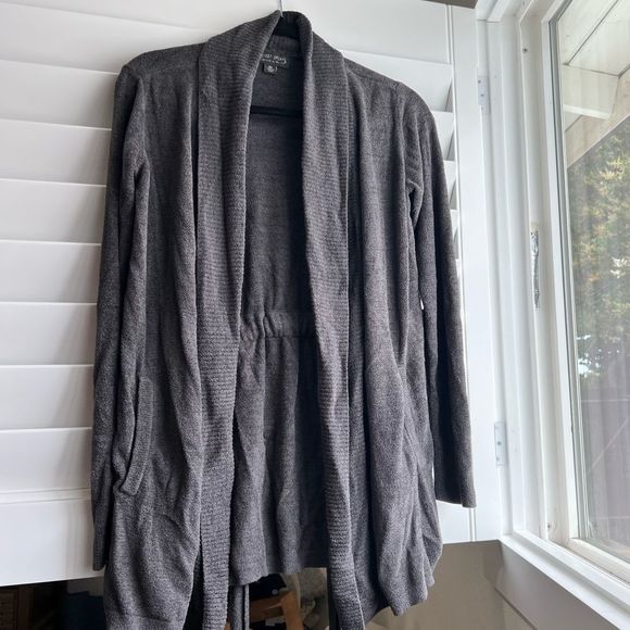 BAREFOOT DREAMS CozyChic Drape Rib Cardigan Ultra Lite Carbon Gray - Picture 12 of 16